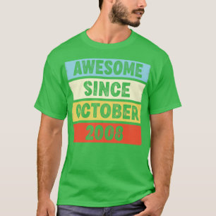 14 Years Old Awesome Since October 2008 14th Birth T-Shirt