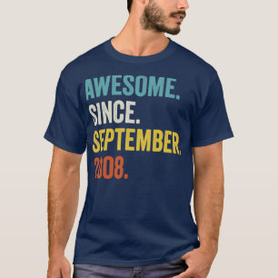 14 Years Old Awesome Since September 2008 14th Bir T-Shirt