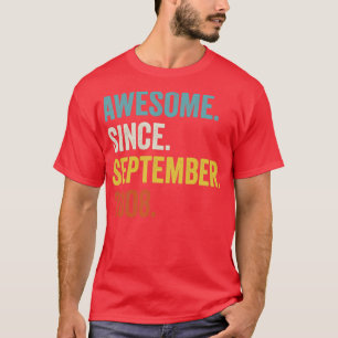 14 Years Old Awesome Since September 2008 14th Bir T-Shirt