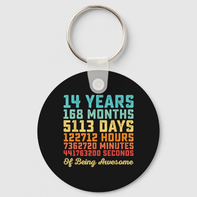 14 Years Old Birthday Quote Funny 14th B-Day Math Keychain (Front)