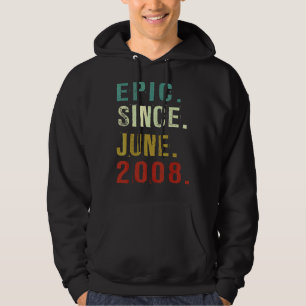 14 Years Old Epic Since June 2008 14th Birthday Hoodie