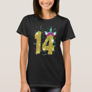 14 Years Old Girl Fourteen 14th Birthday Unicorn T-Shirt