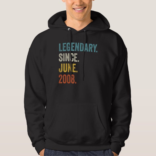 14 Years Old Legendary Since June 2008 14th Birthd Hoodie (Front)