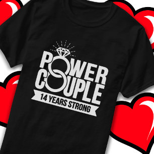14 Years Strong Power Couple Cute 14th Anniversary T-Shirt