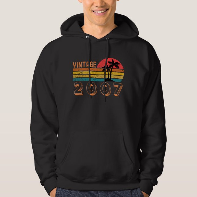 14 Yrs Old Gift Boy Girl Vintage 2007 Retro 14th Hoodie (Front)