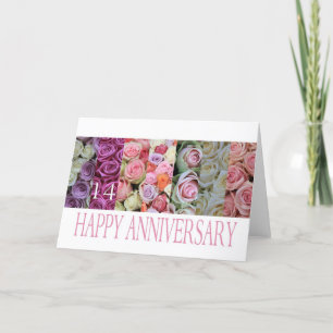 14e anniversaire Mariage Carte pastel roses