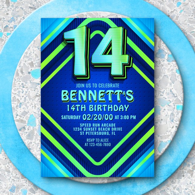 14e anniversaire Neon Invitation (Créateur téléchargé)