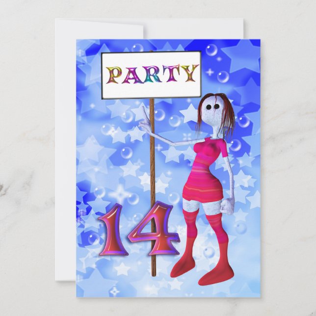 14e anniversaire panneau de réception invitation (Devant)