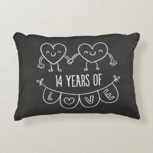 14th Anniversary Gift Chalk Hearts Accent Pillow