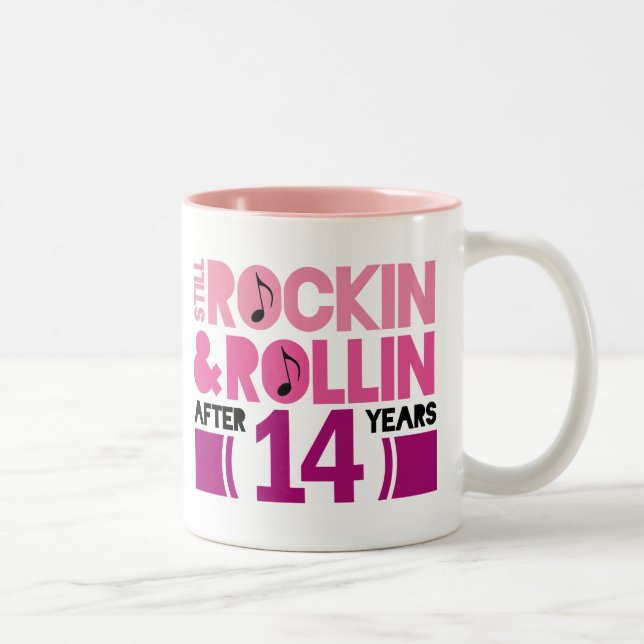 14th Anniversary Wedding Gift Two-Tone Coffee Mug (Right)