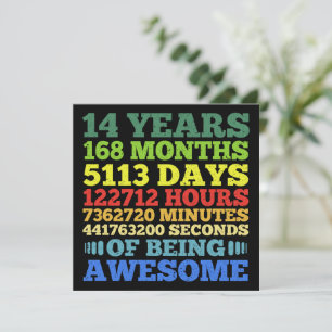 14th Birthday 14 Years Old Vintage 168 Months Invitation