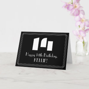 14th Birthday: Art Deco Inspired Look "14" & Name Card