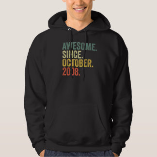 14th Birthday Awesome Since October 2008 14 Year O Hoodie