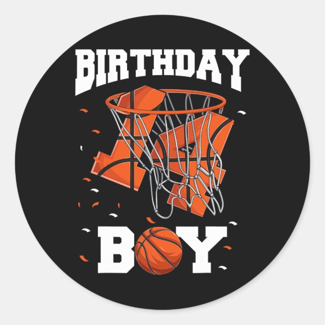 14th Birthday Basketball  Kids Classic Round Sticker (Front)