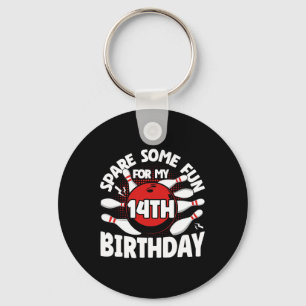 14th Birthday Bowling Spare Some Fun 14 Years Birt Keychain
