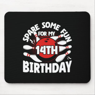 14th Birthday Bowling Spare Some Fun 14 Years Birt Mouse Pad