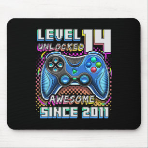 14th Birthday Boy Level 14 Gamer 14 Year Video Gam Mouse Pad