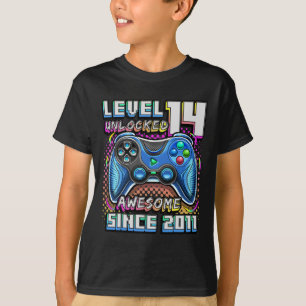 14th Birthday Boy Level 14 Gamer 14 Year Video Gam T-Shirt
