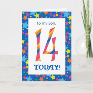 14th Birthday Card for Son, Stripes and Stars