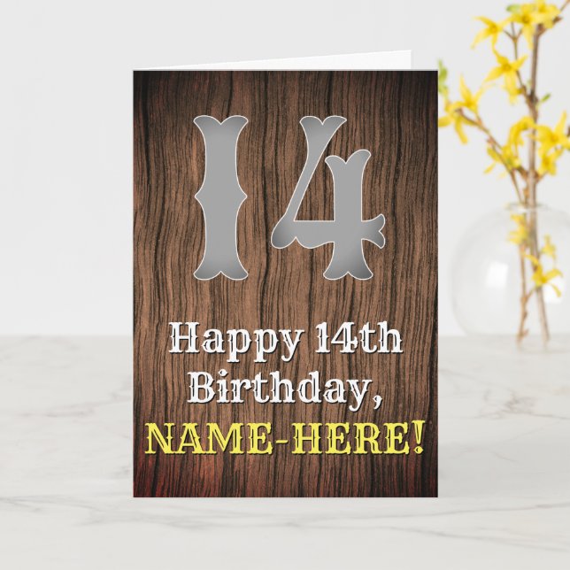 14th Birthday: Country Western Inspired Look, Name Card (Yellow Flower)