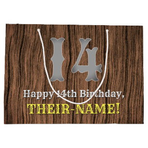 14th Birthday: Country Western Inspired Look, Name Large Gift Bag