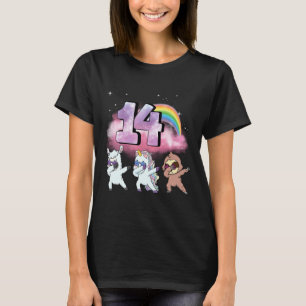 14th Birthday Dabbing Unicorn Sloth Sheep T-Shirt