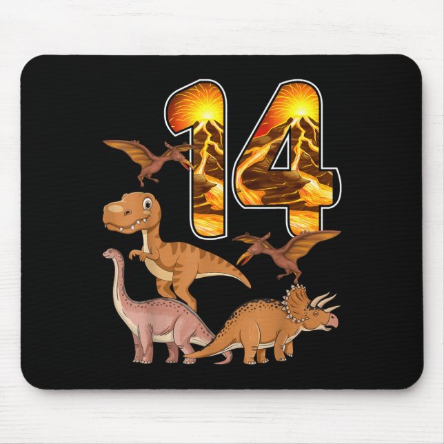 14th Birthday Dinosaur T-rex 14 Years Old Birthday Mouse Pad (Front)