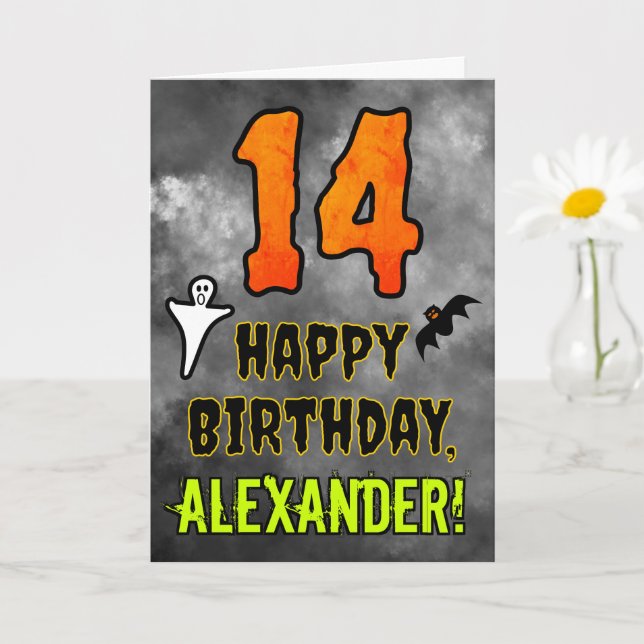 14th Birthday: Eerie Halloween Theme + Custom Name Card (Small Plant)