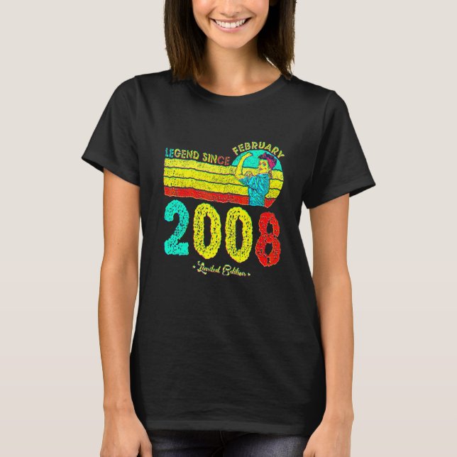 14th Birthday February 2008 Legend Since 2008 14 Y T-Shirt (Front)