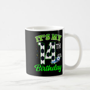 14th Birthday Football Boy Girl Kids Soccer Sports Coffee Mug