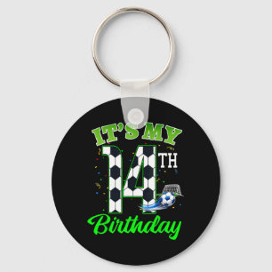 14th Birthday Football Boy Girl Kids Soccer Sports Keychain