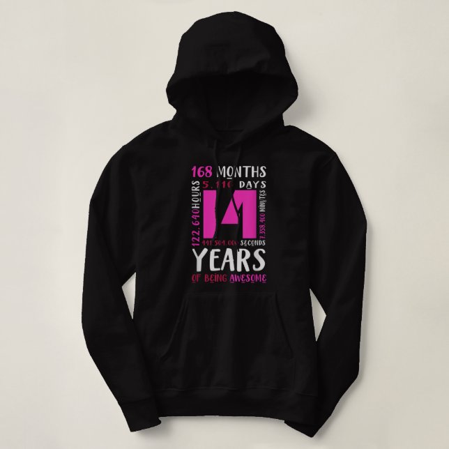 14th Birthday  Girls Daughter Niece Gifts 14 Year  Hoodie (Design Front)