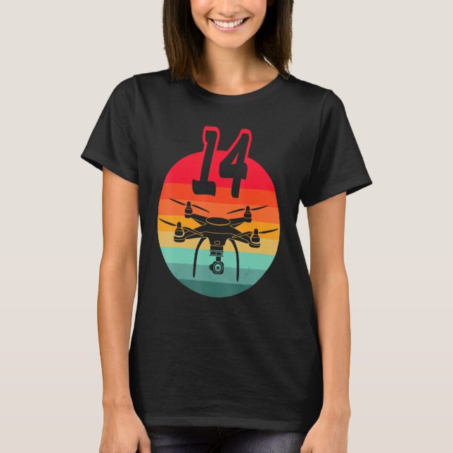 14th Birthday I Retro Remote Control Drones With C T-Shirt (Front)