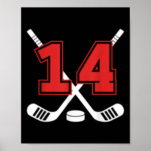 14th Birthday Ice Hockey Fourteen Year Old Ice Hoc Poster