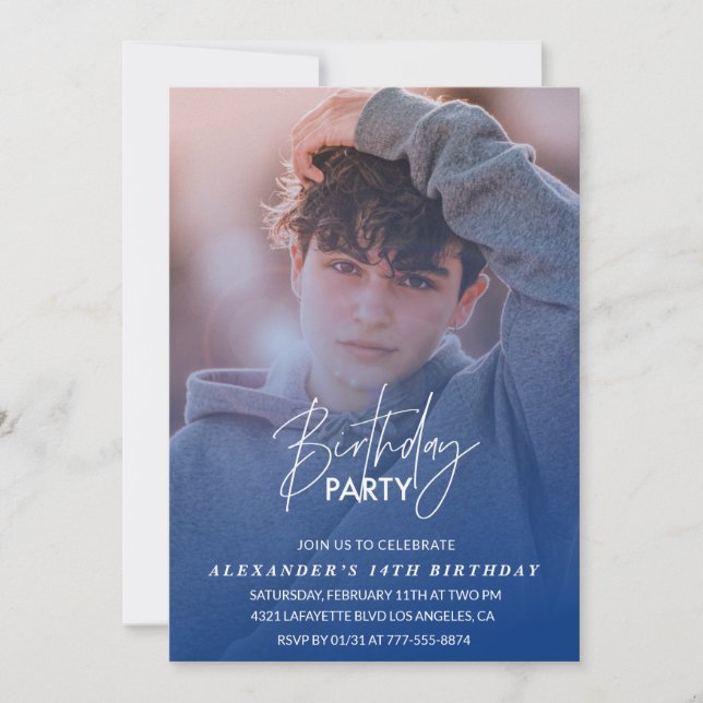 14th birthday invitation Birthday party Photo boy (Front)