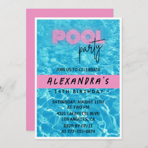 14th birthday invitation for her Pool Party Summer
