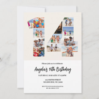 14th Birthday Invitation - Number 14