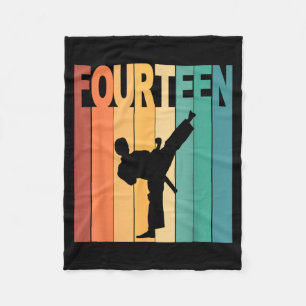 14th Birthday Karate Taekwondo Theme 14 Year Old Fleece Blanket