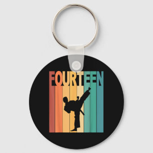 14th Birthday Karate Taekwondo Theme 14 Year Old Keychain