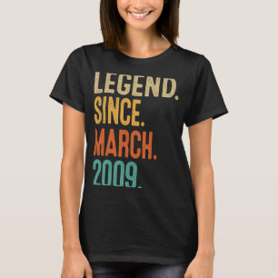 14th Birthday Legend Since March 2009 14 Year Ol T-Shirt