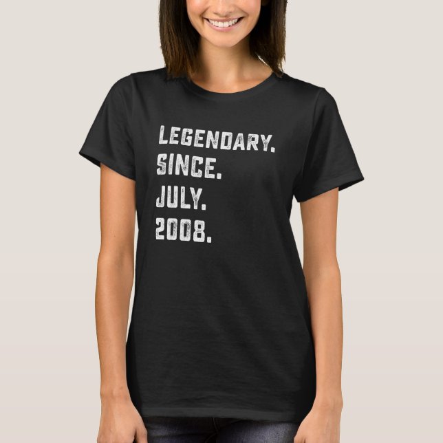 14th Birthday  Legendary Since July 2008 14 Years  T-Shirt (Front)