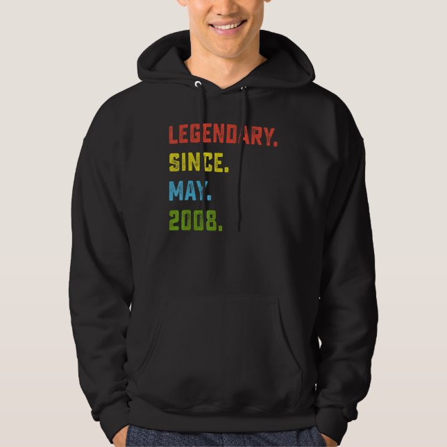 14th Birthday  Legendary Since May 2008 14 Years O Hoodie (Front)