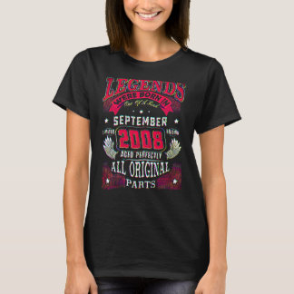 14th Birthday  Legends Born In September 2008 14 Y T-Shirt