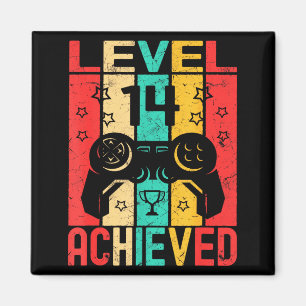 14th Birthday Level 14 Achieved Gamer Funny Birthd Magnet