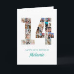 14th Birthday Number 14 Photo Collage Personalized Card<br><div class="desc">Celebrate your child's momentous 14th Birthday with this cute card. It's a personalized photo collage birthday card that allows you to create a truly unique and memorable design. This customizable template lets you insert your own cherished photos, capturing the precious moments of your children's year. This custom card is perfect...</div>