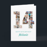 14th Birthday Number 14 Photo Collage Personalized Card<br><div class="desc">Celebrate your child's momentous 14th Birthday with this cute card. It's a personalized photo collage birthday card that allows you to create a truly unique and memorable design. This customizable template lets you insert your own cherished photos, capturing the precious moments of your children's year. This custom card is perfect...</div>
