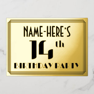 14th Birthday Party: Art Deco Look “14” and Name