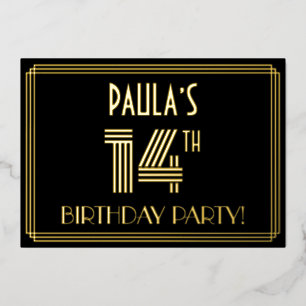 14th Birthday Party — Art Deco Style “14” + Name