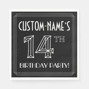 14th Birthday Party: Art Deco Style + Custom Name Napkin