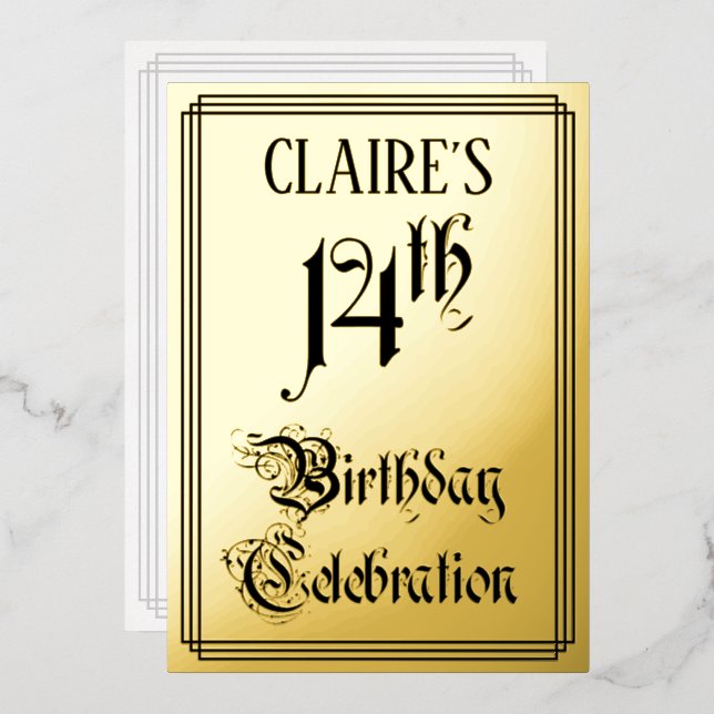 14th Birthday Party — Elegant Script + Custom Name (Front/Back)
